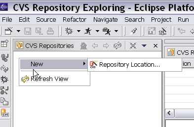 New Repository Location menu