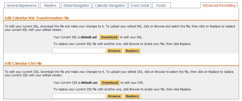 Format Calendar Page - Advanced Formatting Tab
